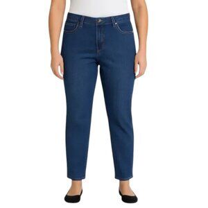 Gloria Vanderbilt Amanda Dark Wash Blue Denim Jeans Cotton Stretch 34x29.5 SZ 14